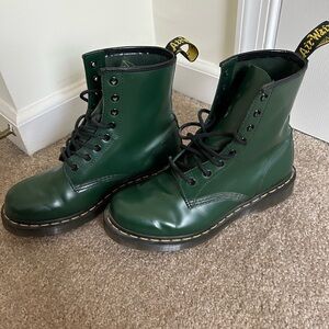 Dr. Martens Green Leather Boots